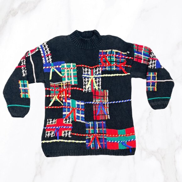 Vintage Pendleton Women's Wrapped Christmas Presents Mockneck Sweater, Size XL - Picture 1 of 6
